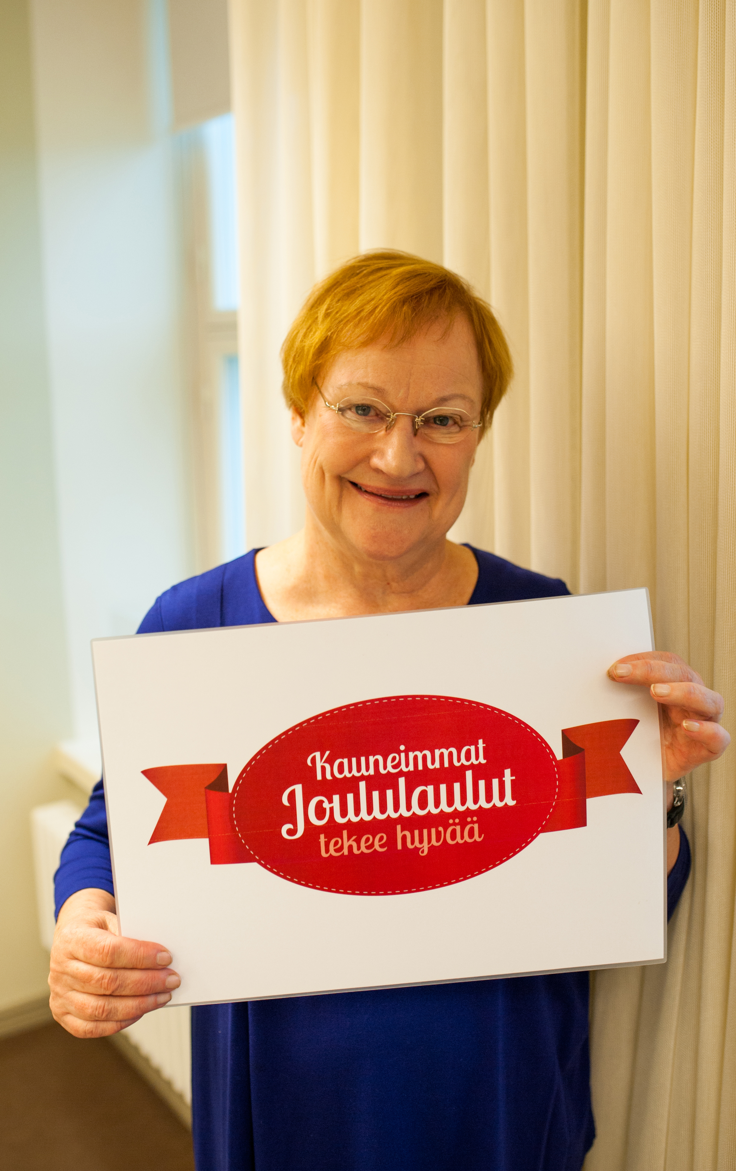Presidentti Tarja Halonen on Kauneimpien Joululaulujen suojelija 2014. Kuva Joanna Lindén-Montes