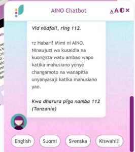 Chatbot, joka puhuu swahilia.