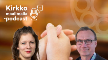Kirkko maailmalla -podcastissa haastateltavana Virve Rissanen ja Ilkka Repo.