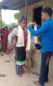 Nepali woman Pashupati Sarkiin a celebration